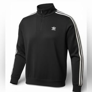 Adidas Mens Black Funnelneck Track Top 1/4 Zip Shirt Small NWT